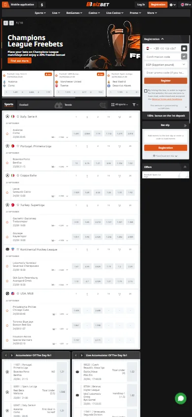 BizBet Casino home page on a mobile screen